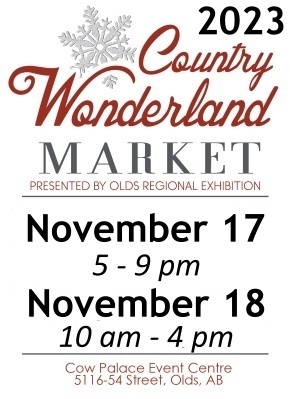 ORE hosts the Country Wonderland Christmas Farmer's Market the last Saturday in November in conjunction with the Olds Fashioned Christmas activities.